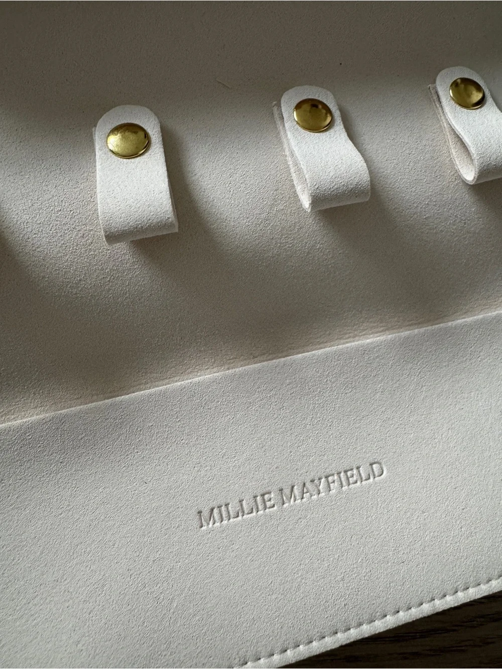 Cream Travel Jewelry Roll Case